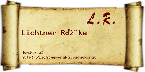 Lichtner Réka névjegykártya